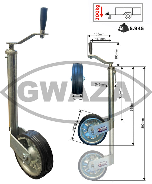 Jockey Wheel HD no Clamp 42mm N.W.L 300kg