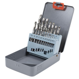 Left-Hand Spiral Drill Bit Set 19pc