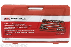 3/4” drive, 21 piece, 6 point socket set