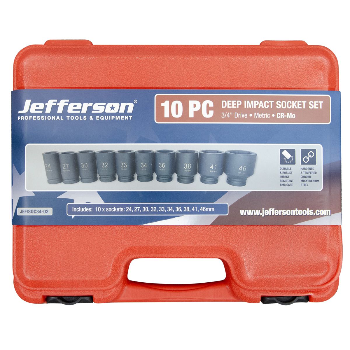 10 Piece 3/4'' Deep Metric Impact Socket Set